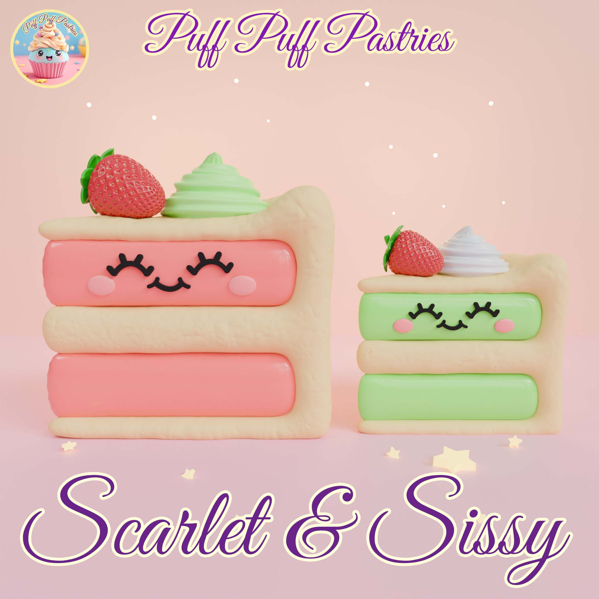 Kawaii Triangle cake Scarlett and Sissy